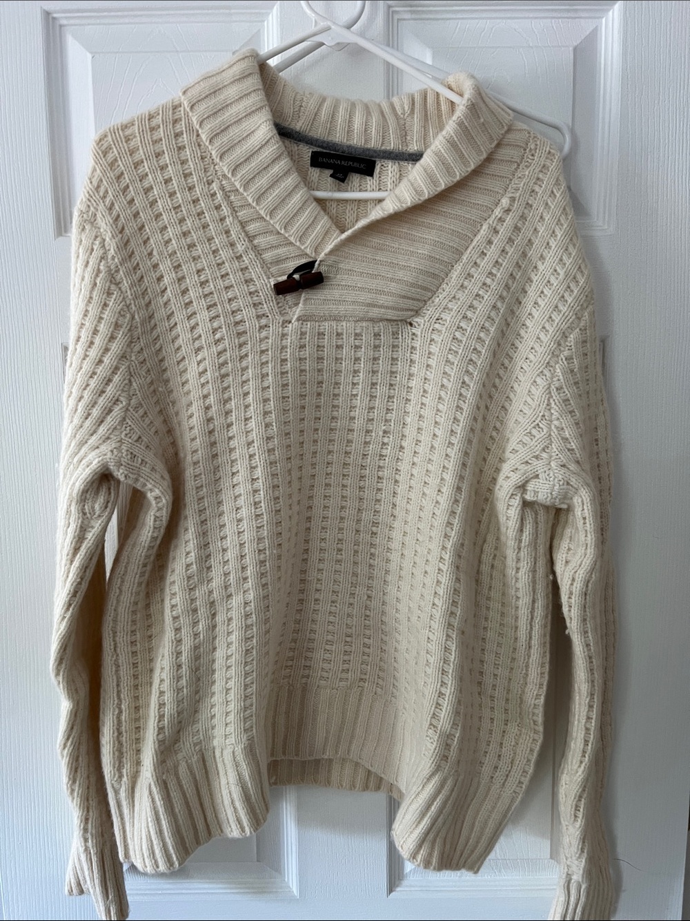 *FINAL OFFER* Banana Republic Cream Shawl-Collar Toggle Knit Sweater